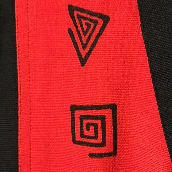 VENUS IMPORTS Red/Black Button Closure Art To Wear Duster Long Vest/Dress - Picture 7 of 15